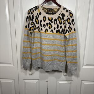 Staccato Sweater Women’s S Leopard Stripe Animal Print Boho Fall Layering